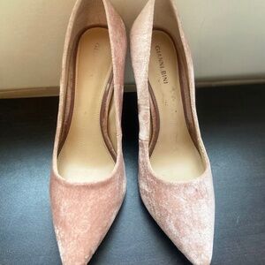 Pink velvet stilettos